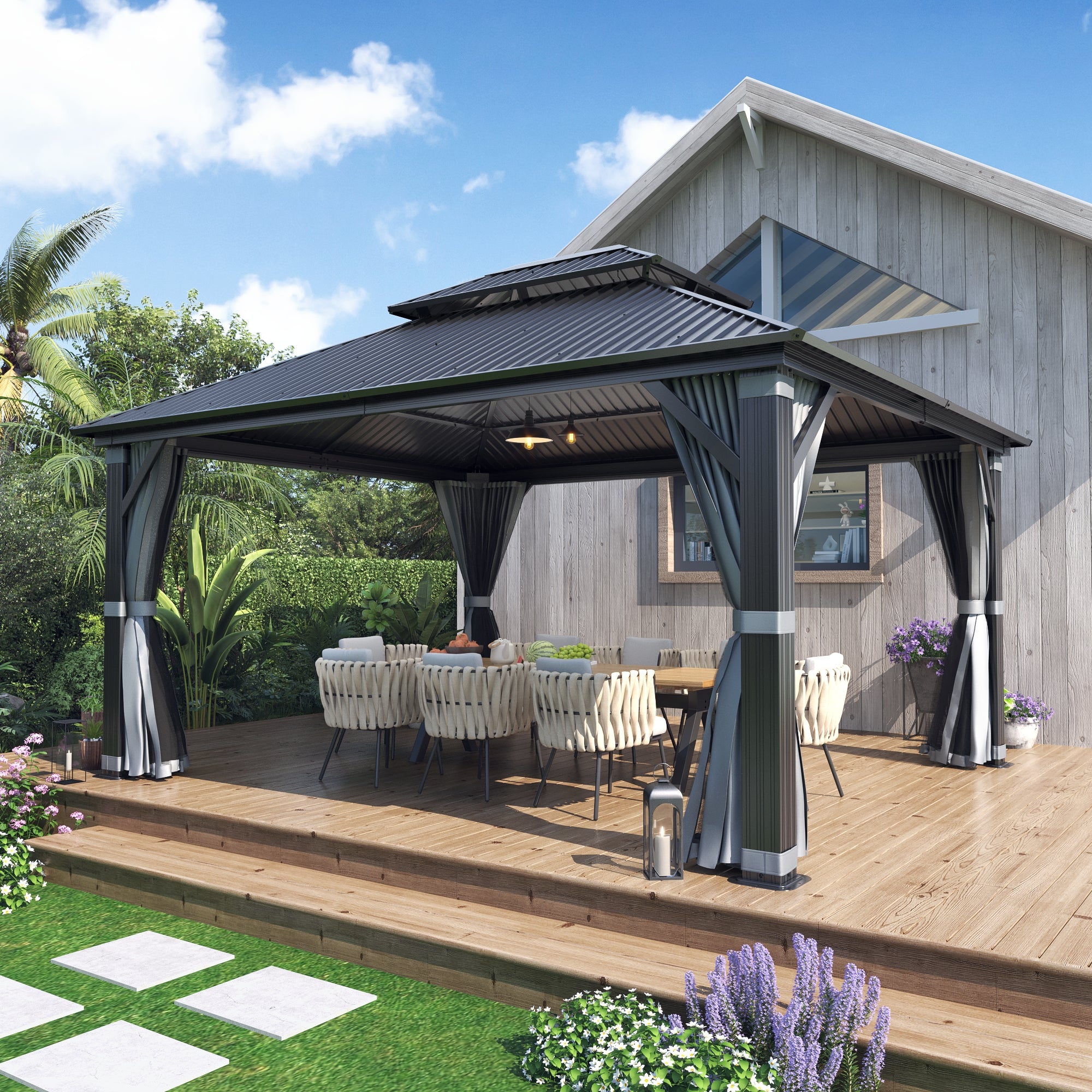 hautepad c16 +shadow hunting +アルミ合金カバー 12x14 Aluminum Hardtop Gazebo | Coveronics Large Backyard Gazebo