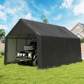 Coveronics Peak Roof Carport – Heavy Duty Portable Garage with Double Zipper Door & Ground Pegs
