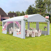 COVERONICS Outdoor Canopy, 20'X20' Patio Tent with Rollable Sides and 4 Sandbags, Heavy Duty Steel Frame Carport Gazebo Event Tent Perfect for Wedding, Birthday Party, Outdoor Event