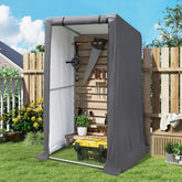COVERONICS 3' x 3' Outdoor Storage Shelter Shed- Heavy Duty Storage Tent with Roll-up Ventilated Door and Sloping Roof, Portable Storage Tool Shed for Backyard Garden Patio, Gray