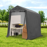 COVERONICS 6' x 7' Outdoor Storage Shed - Heavy Duty Portable Shelter Carport with Ventilation Windows and Roll-up Doors, Storage Shelter Tent for Motorcycle, Bike, Lawnmower and Garden Tools, Grey