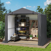 COVERONICS 6' x 4' Outdoor Storage Shelter Shed- Heavy Duty Storage Tent with Roll-up Ventilated Door and Sloping Roof, Portable Storage Tool Shed for Backyard Garden Patio, Gray