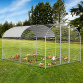 COVERONICS Metal Chicken Coop Run - Outdoor Large Chicken Coop with Waterproof Cover and Security Lock, Walk-in Poultry Pen for Outdoor Yard Farm 9x13x6.5FT (2-Unit Dome Roof Coop)
