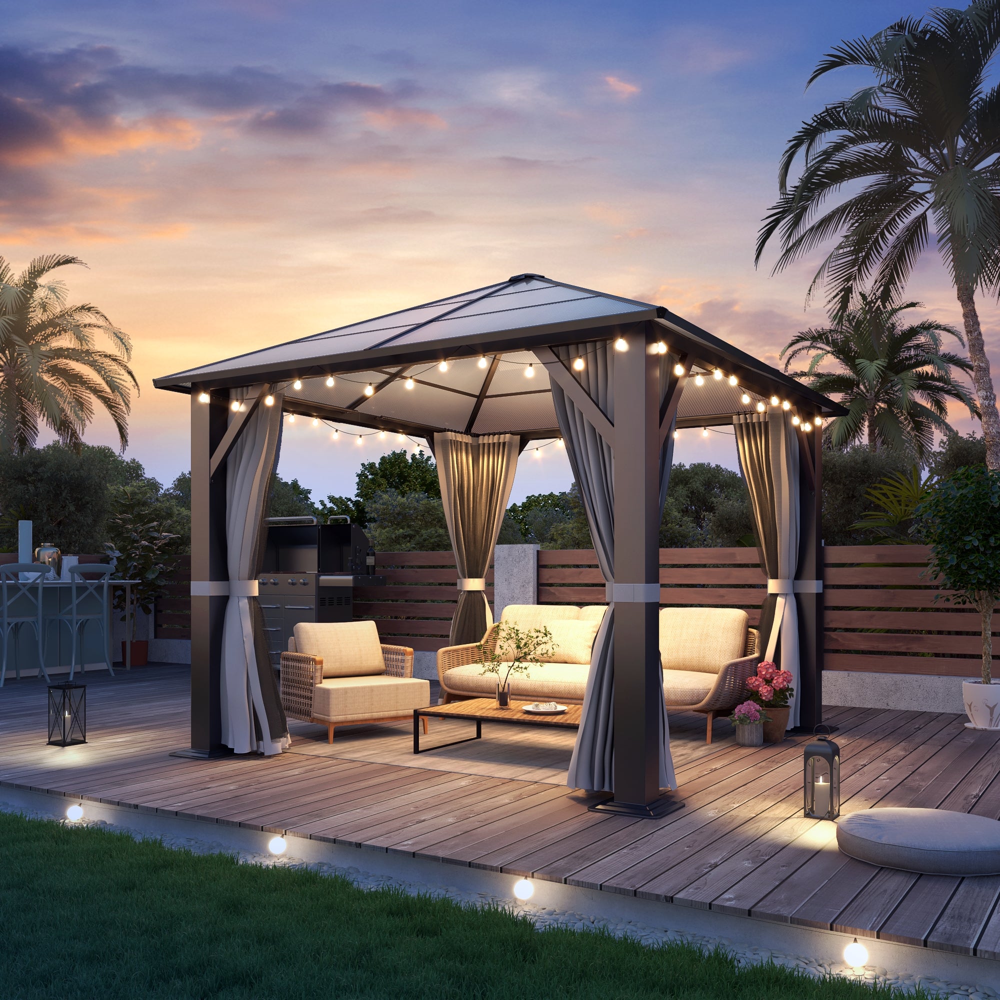10×10 ft Polycarbonate Single Roof Hardtop Gazebo