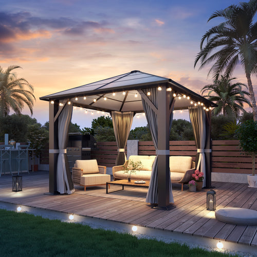 10×10 ft Polycarbonate Single Roof Hardtop Gazebo
