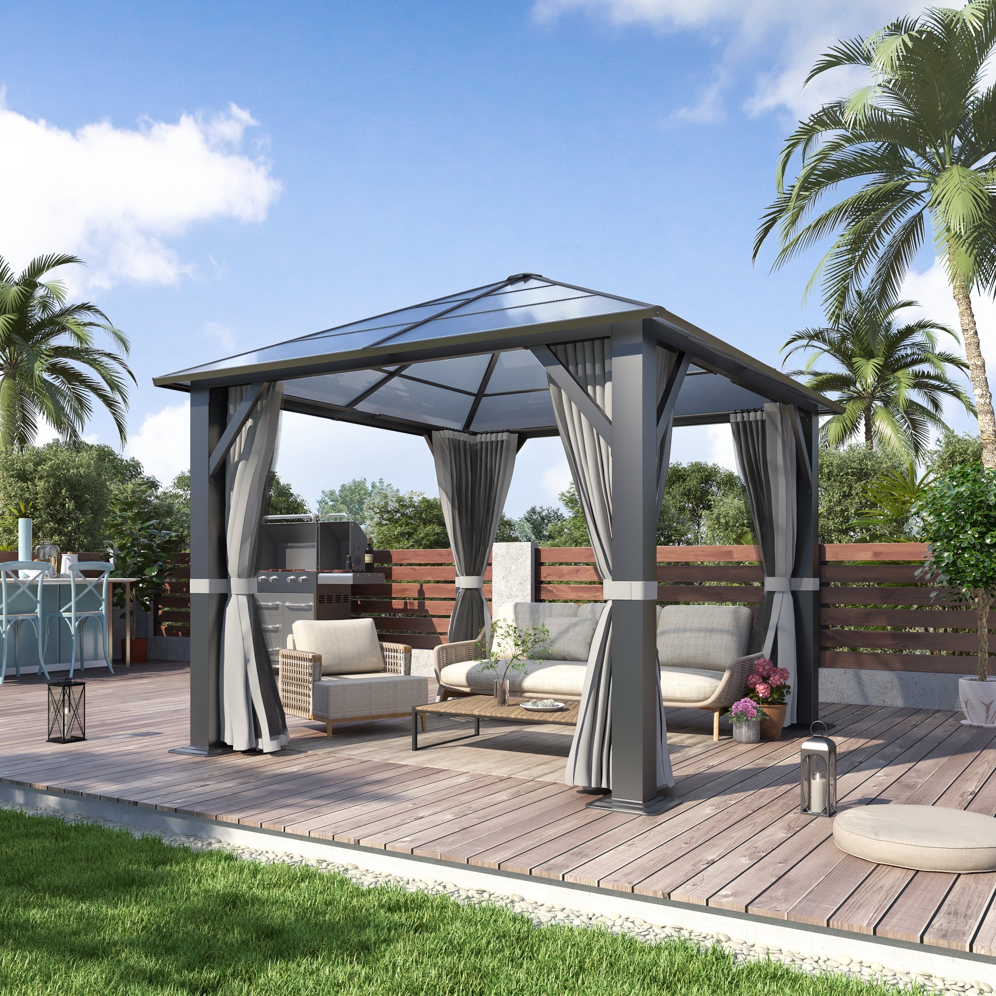 10×10 ft Polycarbonate Single Roof Hardtop Gazebo