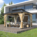10×12 ft Natural Wooden Hardtop Gazebo