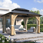 10×12 ft Natural Wooden Hardtop Gazebo