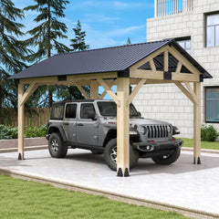 Outdoor Wooden Hardtop Gazebo with Galvanized Steel Roof – All-Weather Patio Shelter for Backyard, Deck & Garden