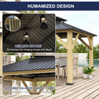 10×12 ft Natural Wooden Hardtop Gazebo