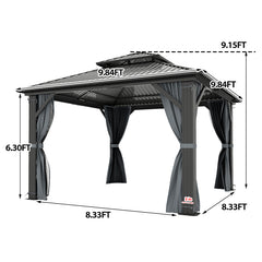 10' x 10' Outdoor Galvanized Hardtop Gazebo - Aluminum Heavy