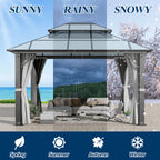 10×12 ft Polycarbonate Double Roof Hardtop Gazebo
