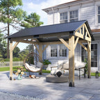 Multiple sizes Wooden Sloped Hardtop Gazebo（Curtains not included）