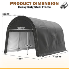 Coveronics Dome Heavy Duty Carport - Portable Garage with Roll-up Windows, All-Season Tarp, Sandbags for Cars,  Trucks & Motorcycles