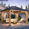 11×13 ft Spruce Wood Hardtop Gazebo with Single Roof