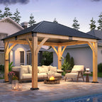 11×13 ft Spruce Wood Hardtop Gazebo with Single Roof