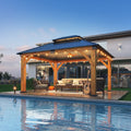 13×15 ft Spruce Wood Hardtop Gazebo with Double Roof