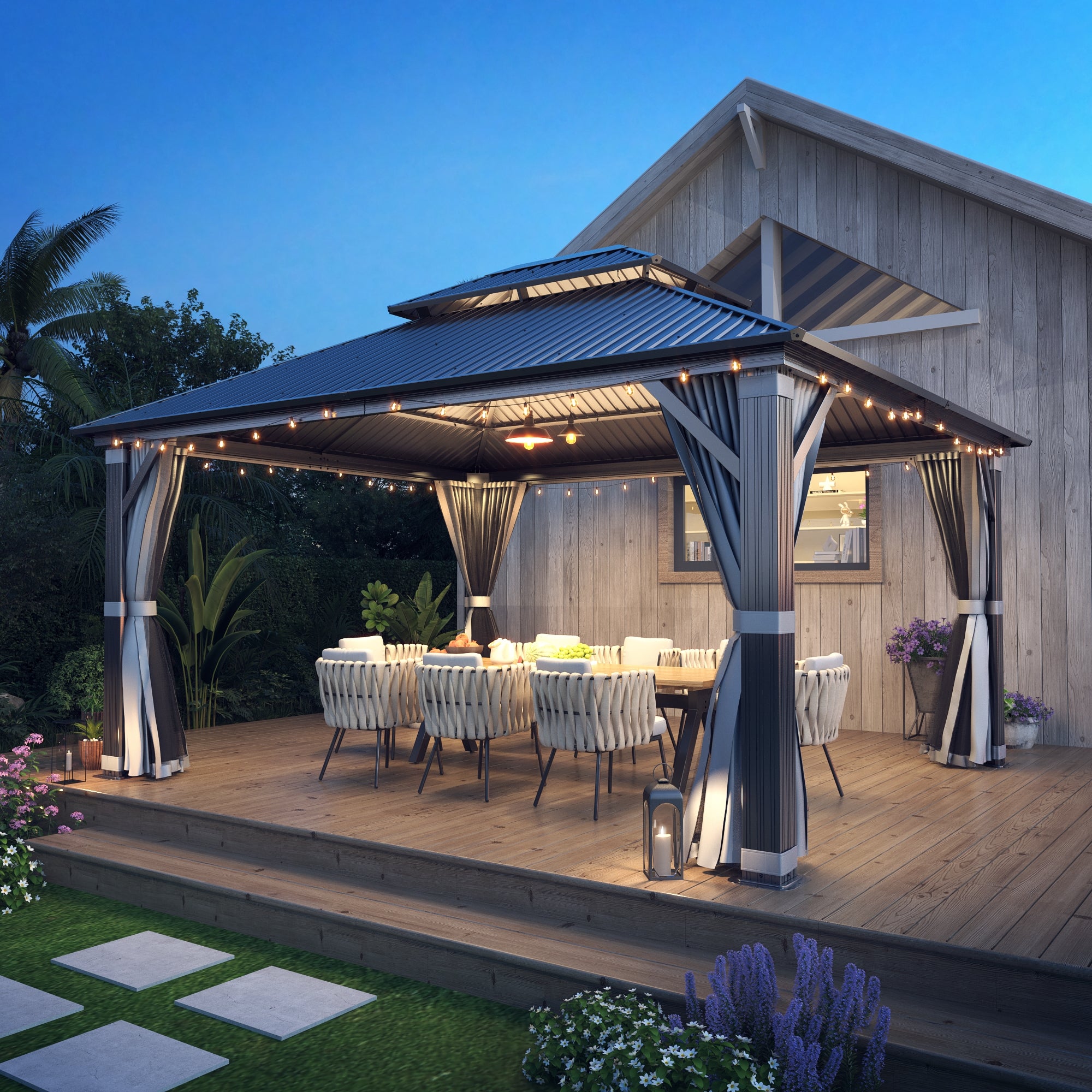 hautepad c16 +shadow hunting +アルミ合金カバー 12x14 Aluminum Hardtop Gazebo | Coveronics Large Backyard Gazebo