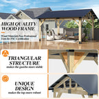 Outdoor Wooden Hardtop Gazebo with Galvanized Steel Roof – All-Weather Patio Shelter for Backyard, Deck & Garden