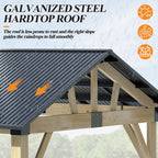 Outdoor Wooden Hardtop Gazebo with Galvanized Steel Roof – All-Weather Patio Shelter for Backyard, Deck & Garden