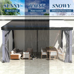 12x14 ft Wall-Mounted Aluminum Gazebo With Natural Wood Framing