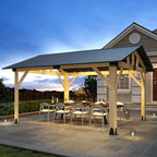 Outdoor Wooden Hardtop Gazebo with Galvanized Steel Roof – All-Weather Patio Shelter for Backyard, Deck & Garden