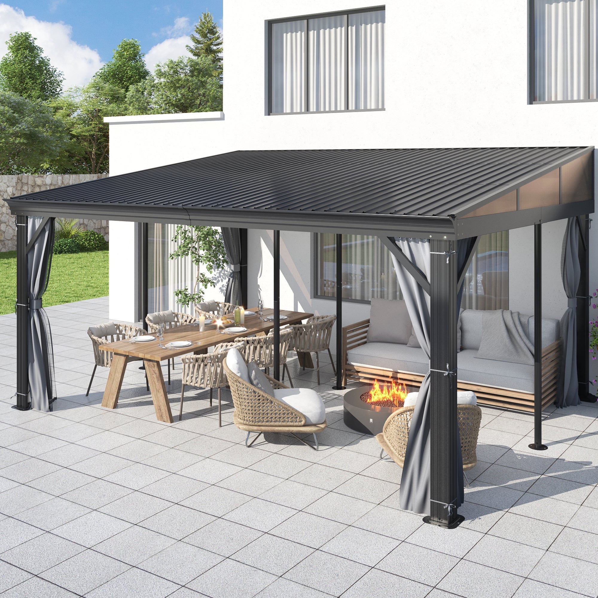 12×16 ft Wall-Mounted Aluminum Gazebo