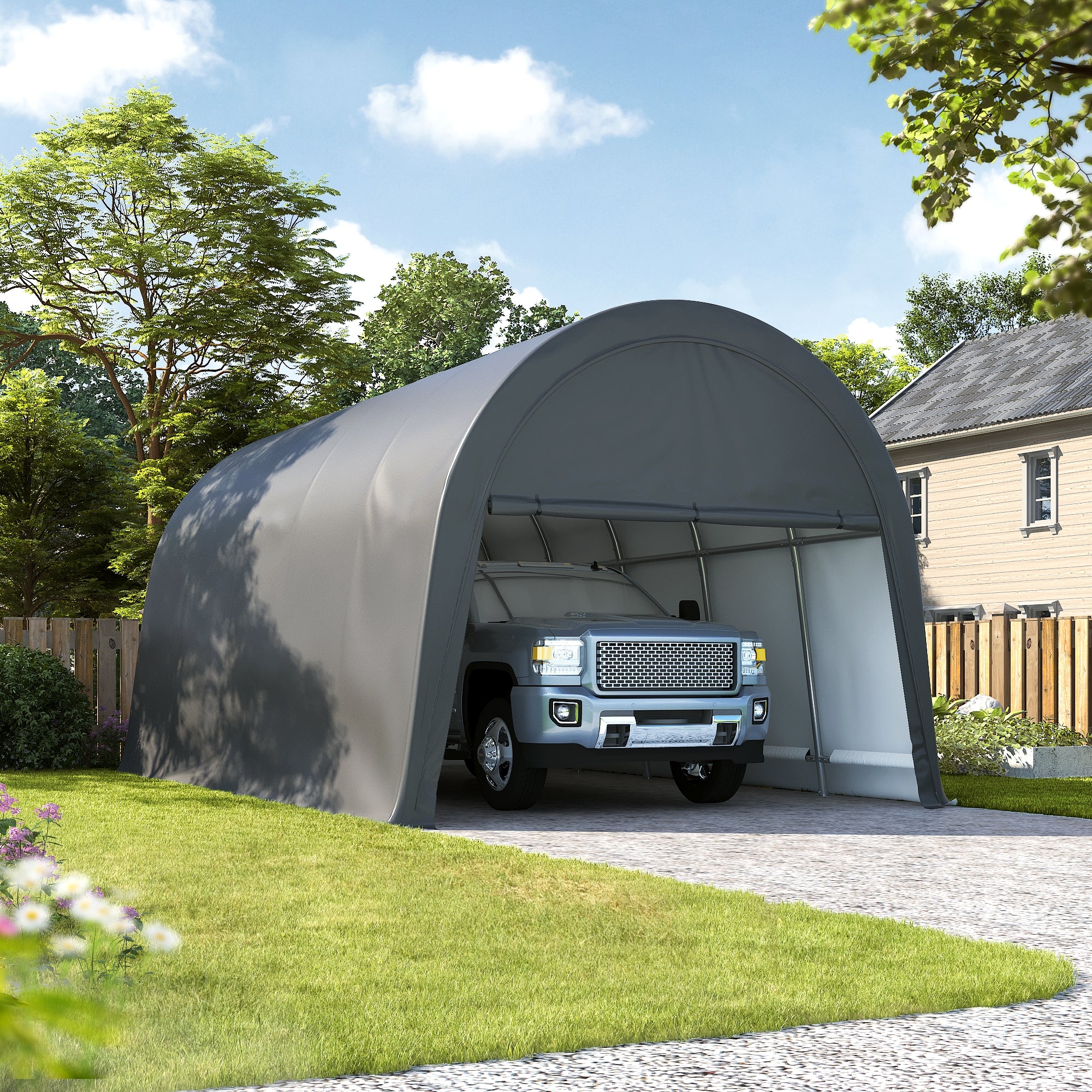 12×20 ft Dome Heavy Duty Steel Carport