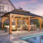 12×20 ft Spruce Wood Hardtop Gazebo with Double Roof