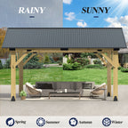 Multiple sizes Wooden Sloped Hardtop Gazebo（Curtains not included）