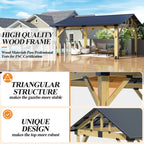 Outdoor Wooden Hardtop Gazebo with Galvanized Steel Roof – All-Weather Patio Shelter for Backyard, Deck & Garden