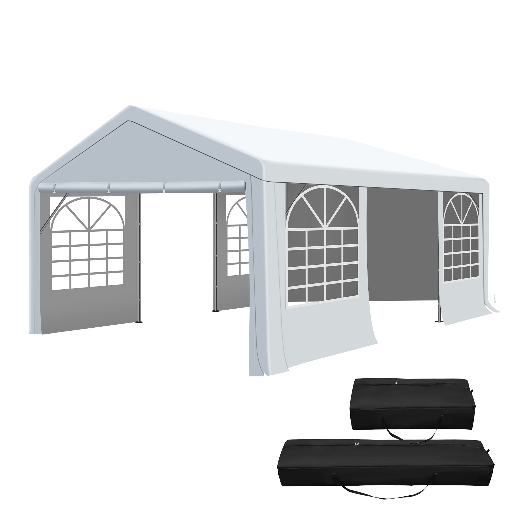 COVERONICS Heavy Duty Outdoor Canopy Tent with Roll-Up Sidewalls & Sandbags – Waterproof Event Shelter for Weddings, Parties & Carports