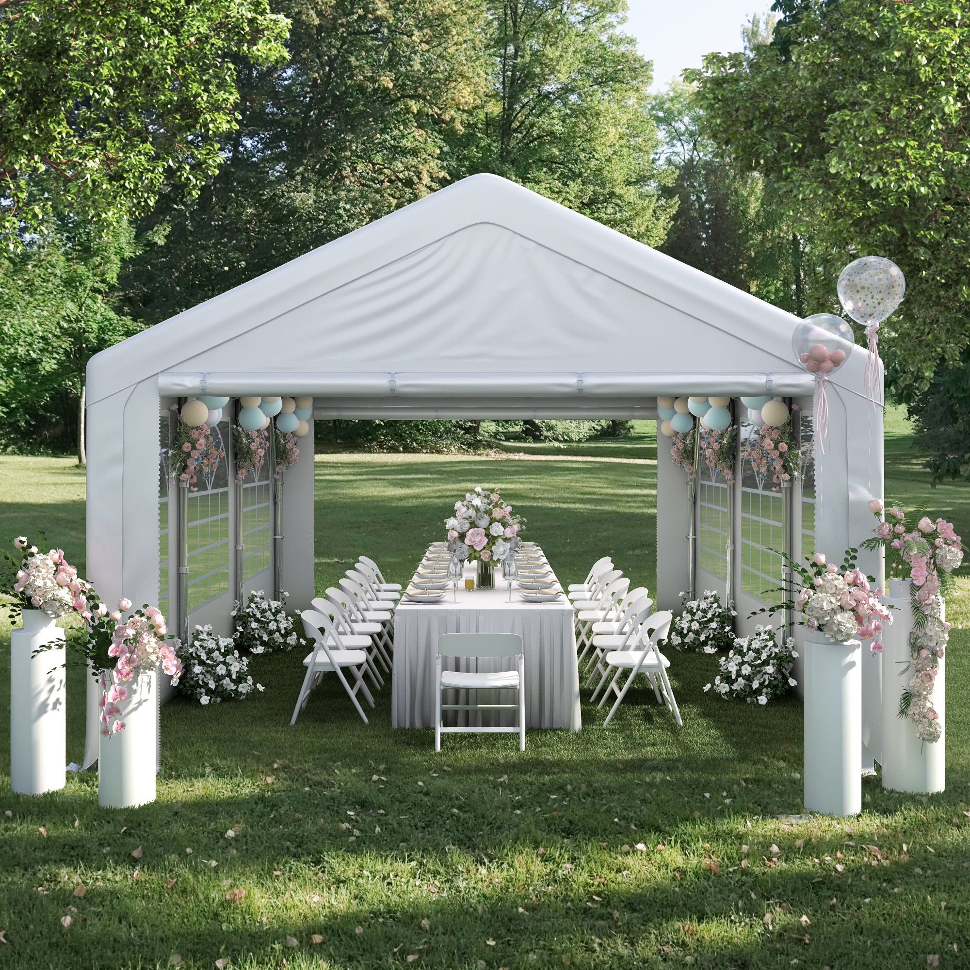 COVERONICS 13 ft. x 20 ft. Outdoor Galvanized Steel Party Tent, Heavy Duty Wedding Tent Commercial Event Shelter Canopy