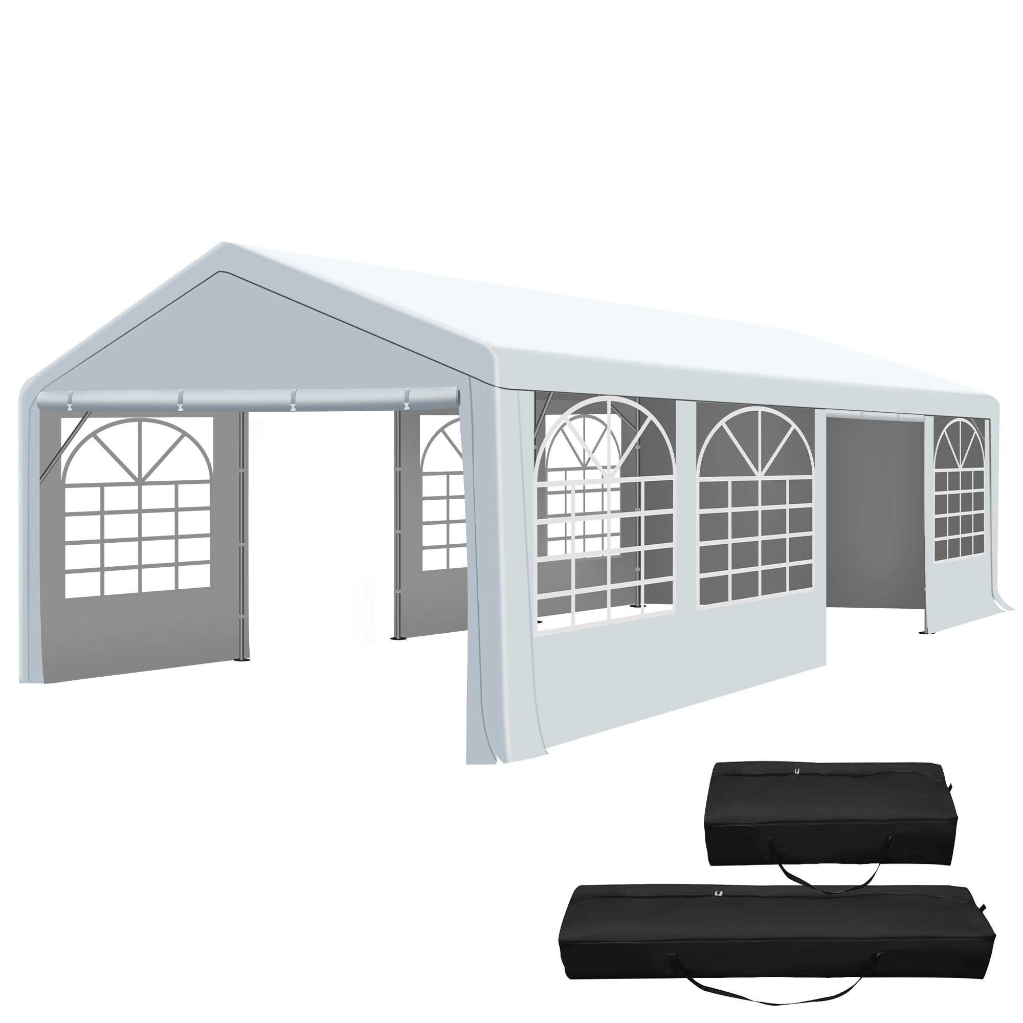 COVERONICS Heavy Duty Outdoor Canopy Tent with Roll-Up Sidewalls & Sandbags – Waterproof Event Shelter for Weddings, Parties & Carports