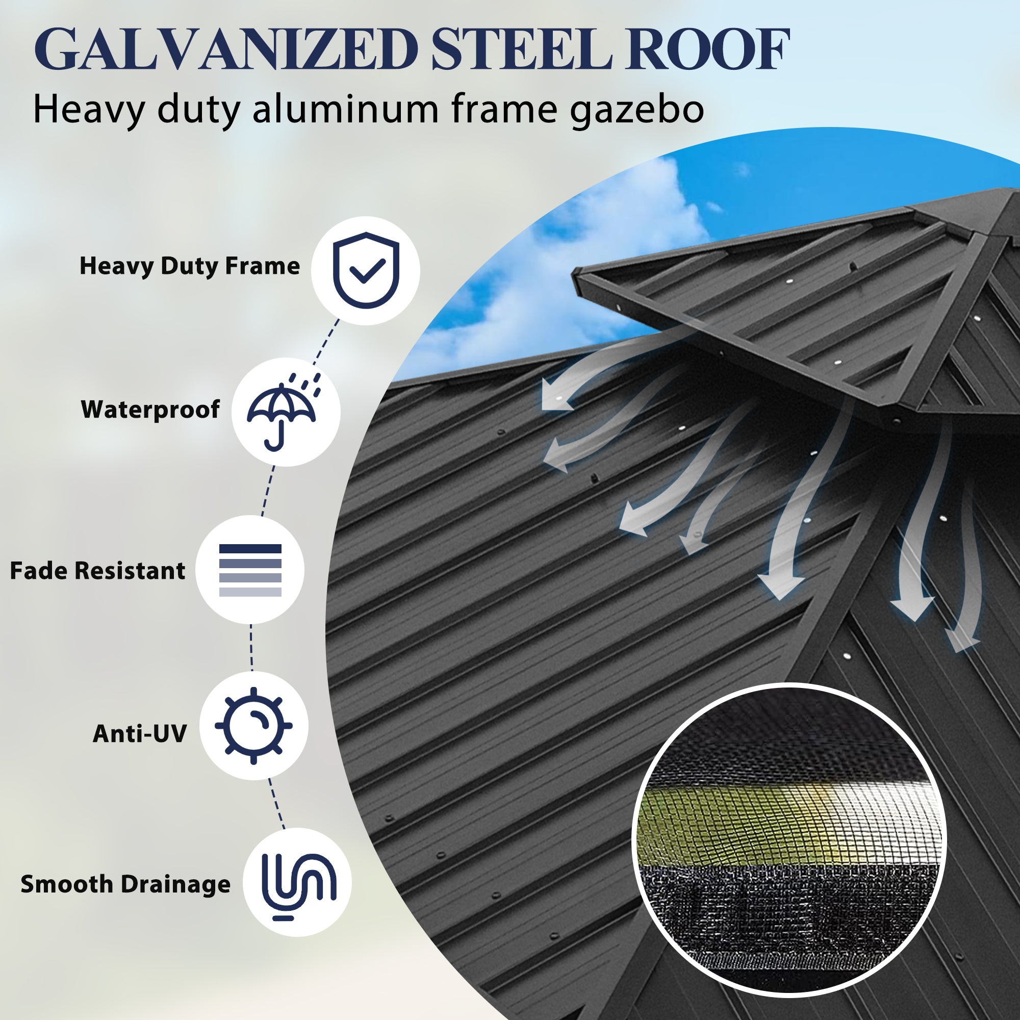 8.5×8.5 ft Aluminum Hardtop Gazebo