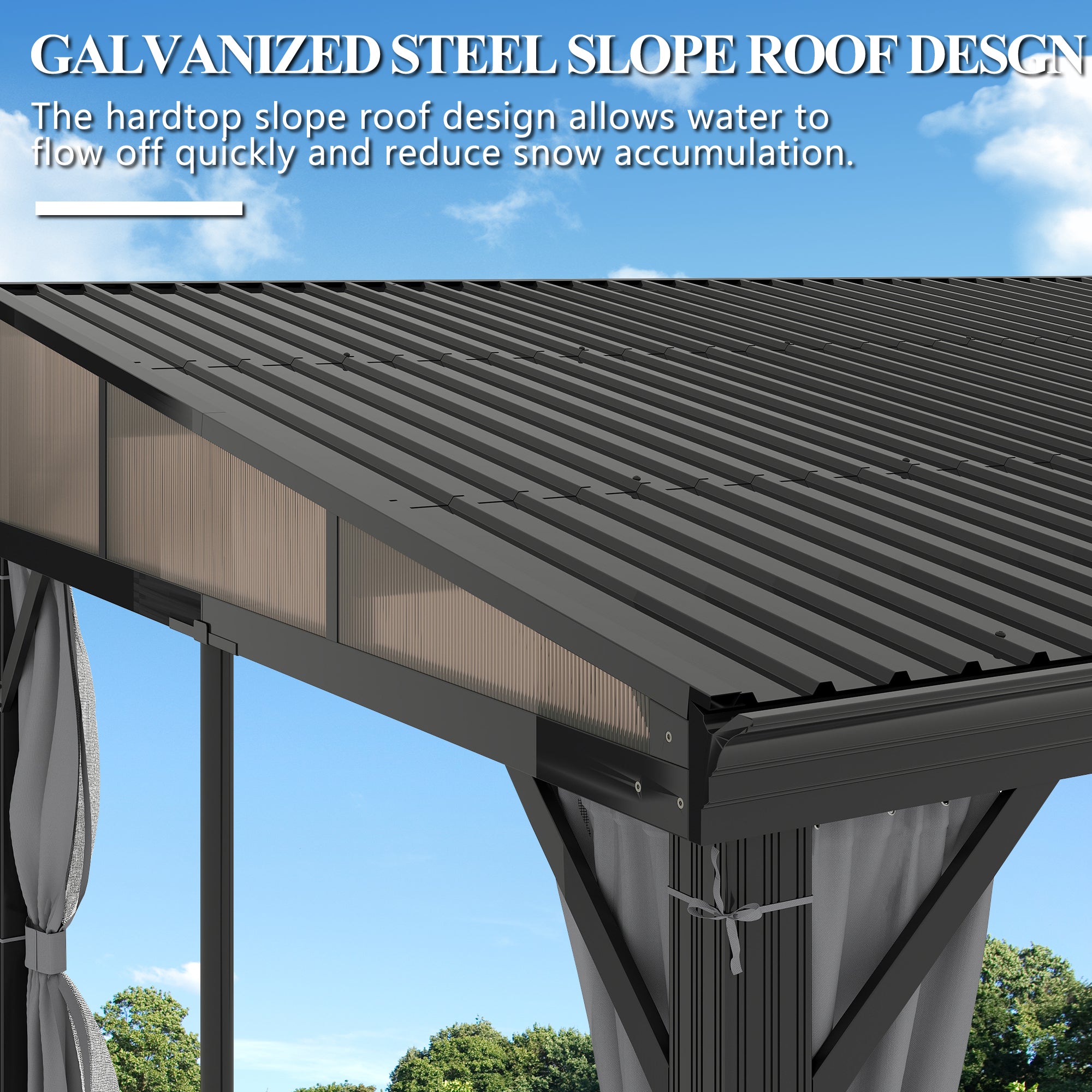 12×14 ft Wall-Mounted Aluminum Gazebo