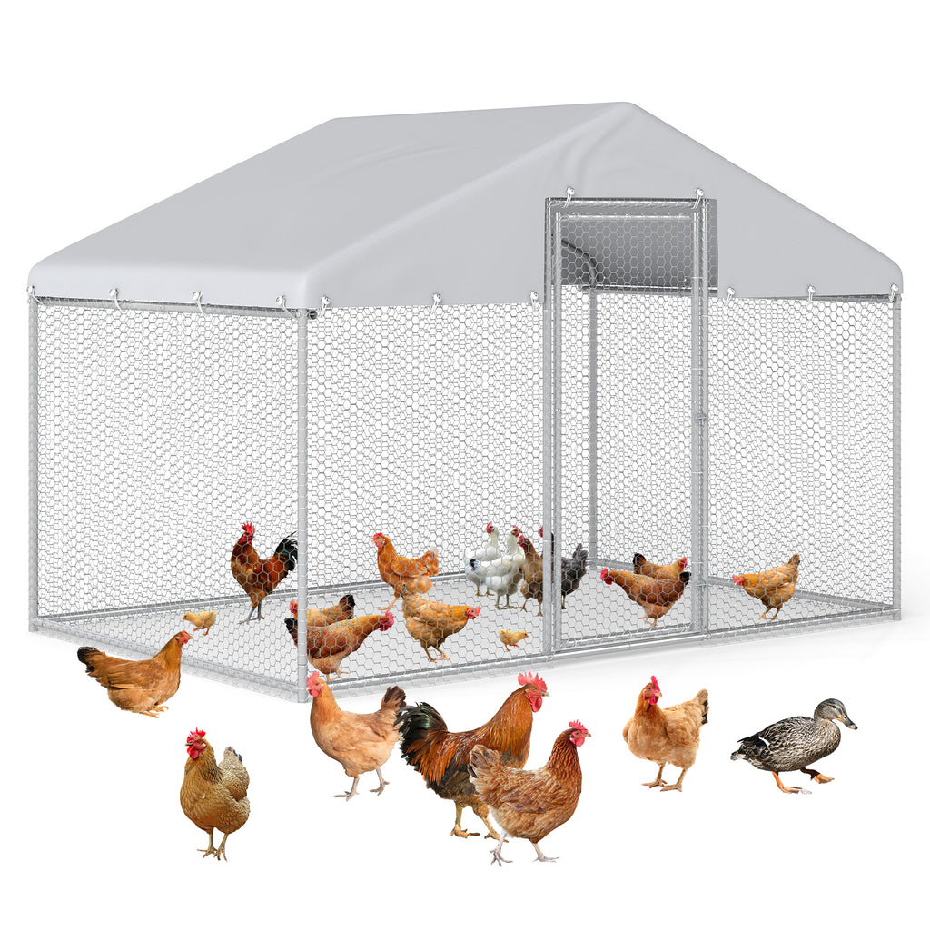 6.5×6.5×9 ft Metal Chicken Coop Run(1-Unit Dome Roof Coop)