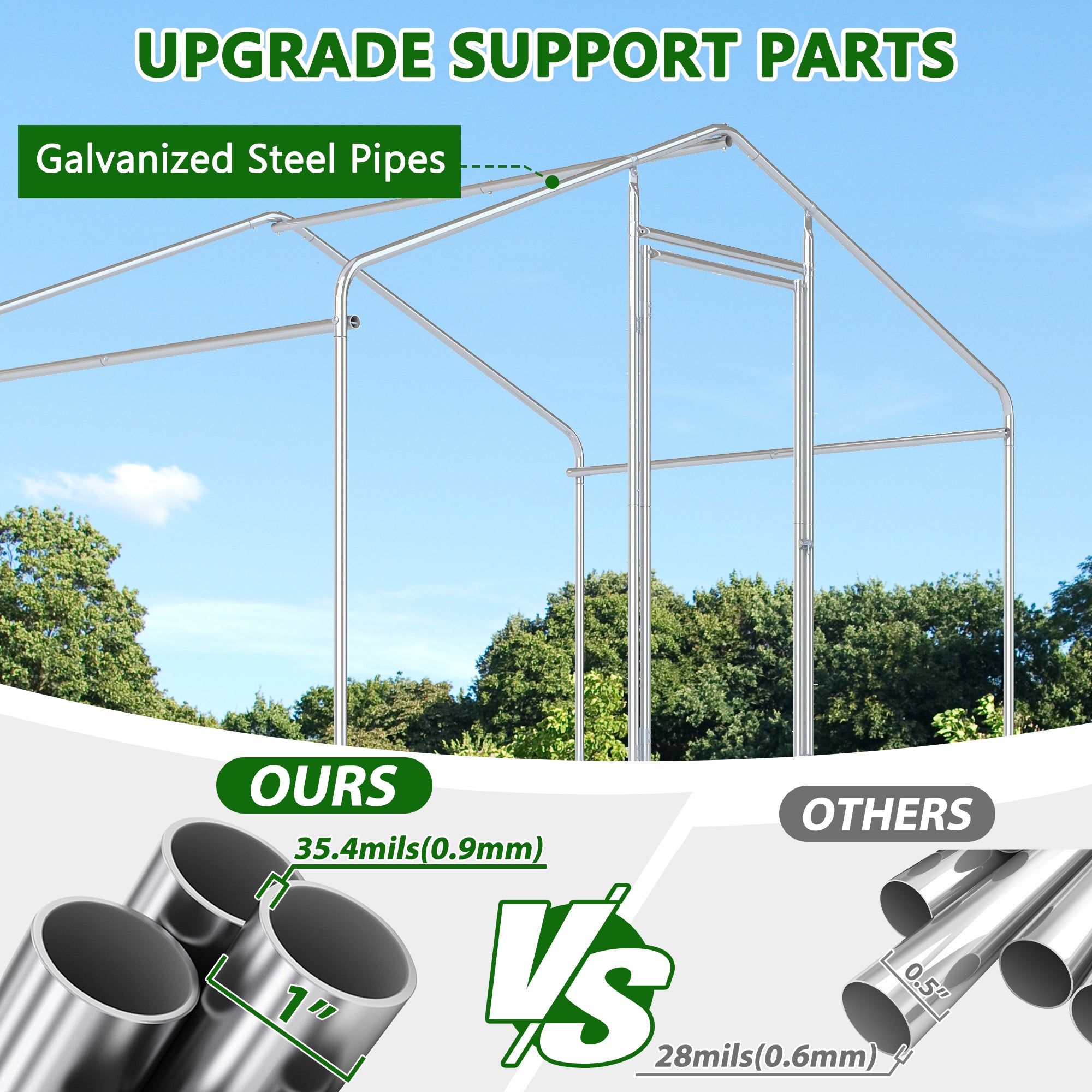 6.5×6.5×9 ft Metal Chicken Coop Run(1-Unit Dome Roof Coop)