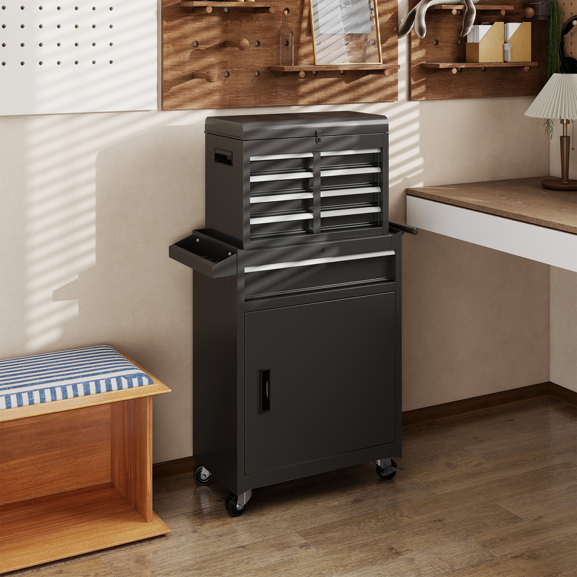 5-Drawer Heavy Duty Metal Tool Chest with Wheels & Handle, Rolling Storage Organizer