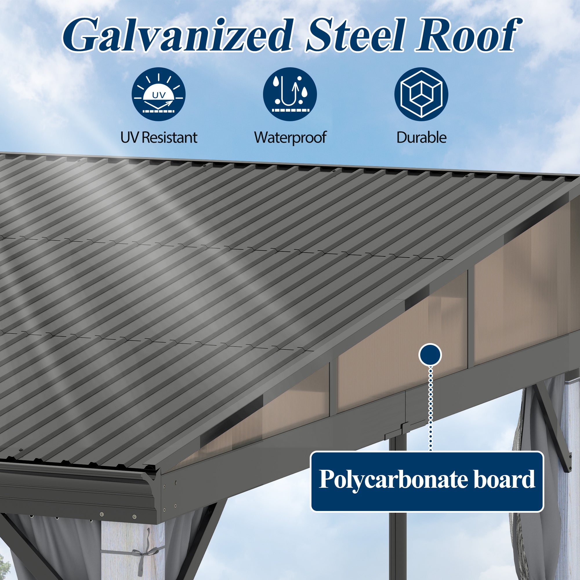 10×12 ft Wall-Mounted Aluminum Gazebo With Natural Wood Framing