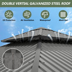 10×10 ft All-Steel Hardtop Gazebo with 0.25mm Color Steel Double Roof, Black Frame, Curtains & Netting