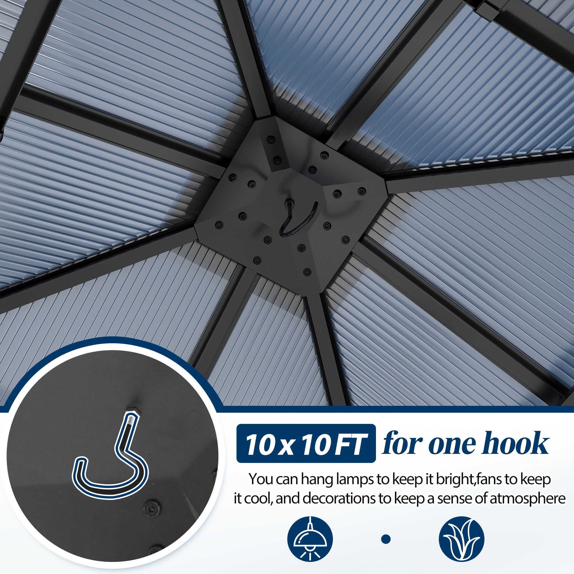 10×10 ft Polycarbonate Double Roof Hardtop Gazebo