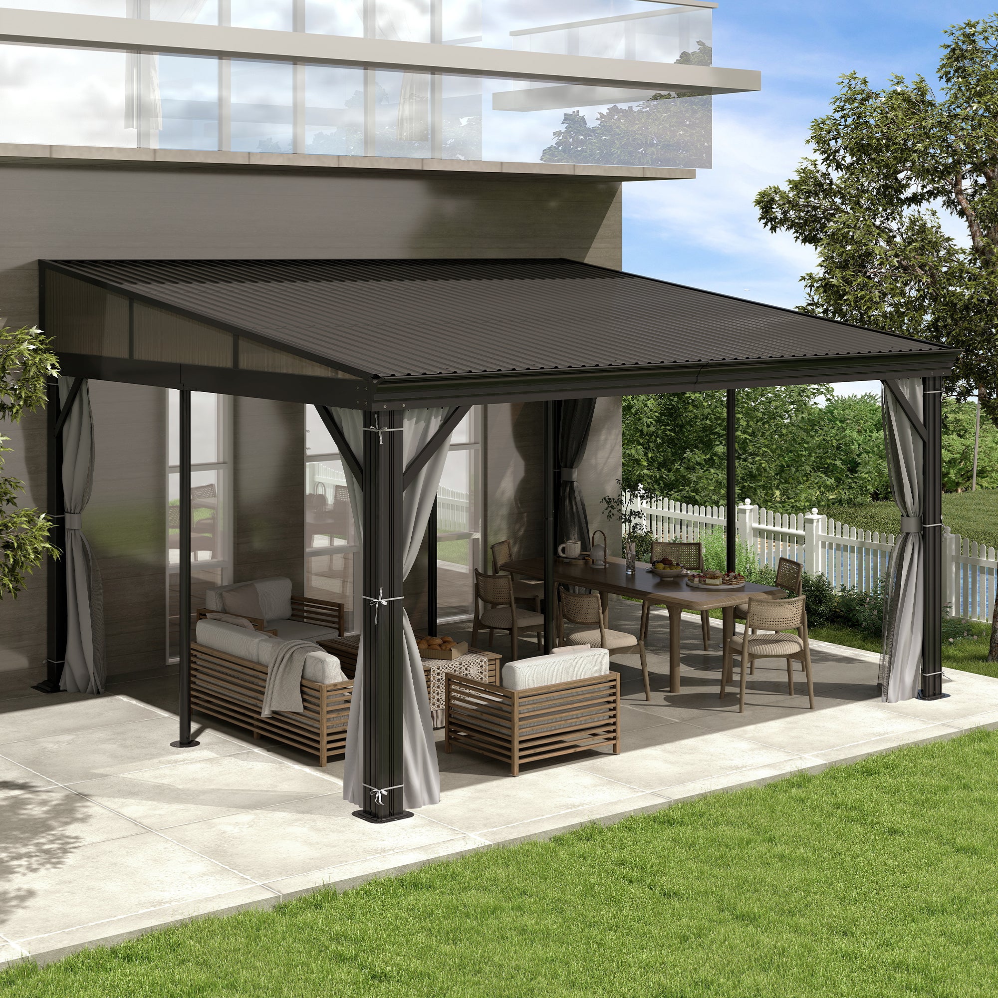 12×14 ft Wall-Mounted Aluminum Gazebo