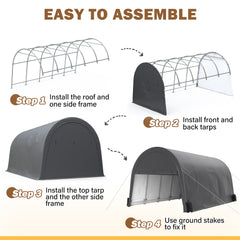 Coveronics Dome Heavy Duty Carport - Portable Garage with Roll-up Windows, All-Season Tarp, Sandbags for Cars,  Trucks & Motorcycles