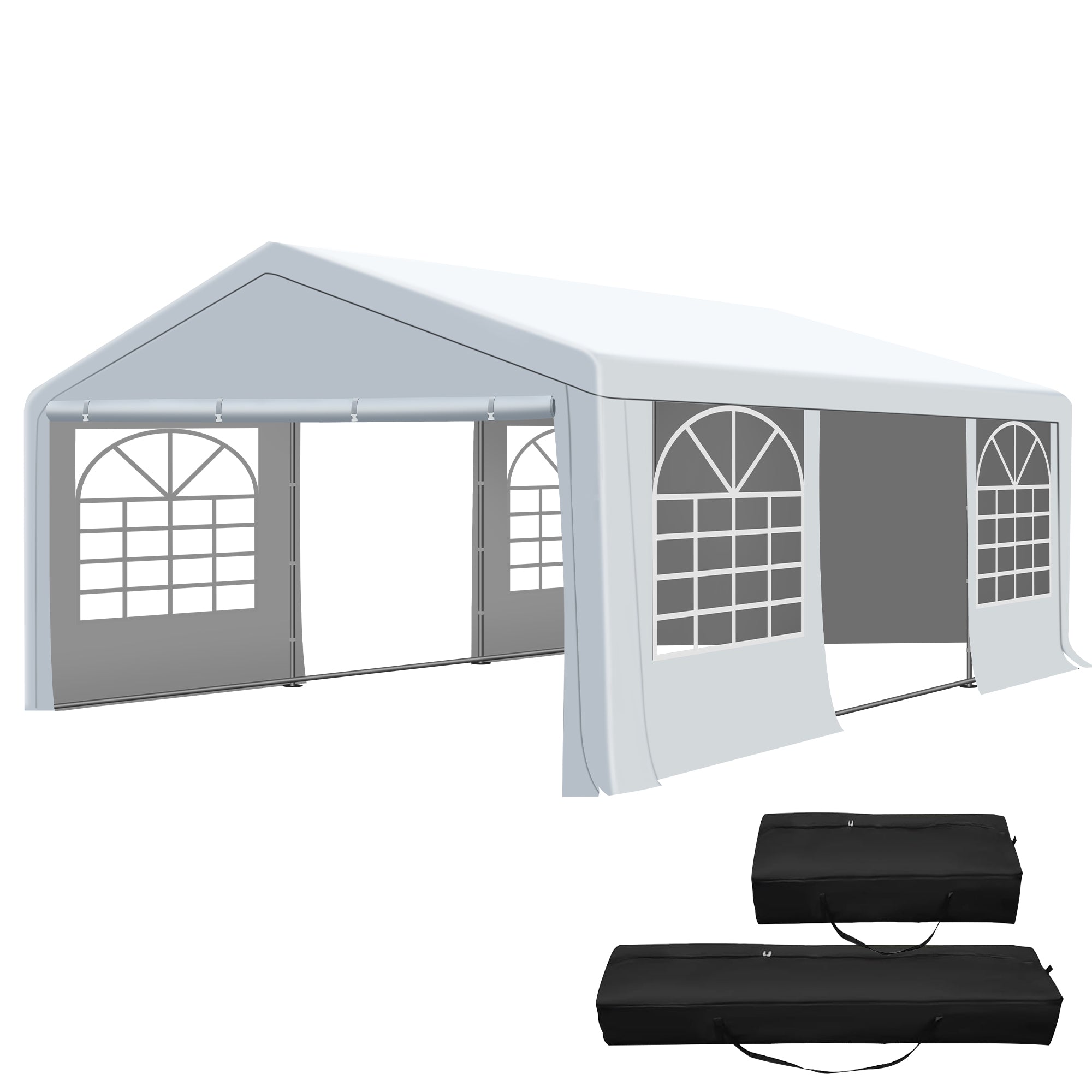 COVERONICS Heavy Duty Outdoor Canopy Tent with Roll-Up Sidewalls & Sandbags – Waterproof Event Shelter for Weddings, Parties & Carports