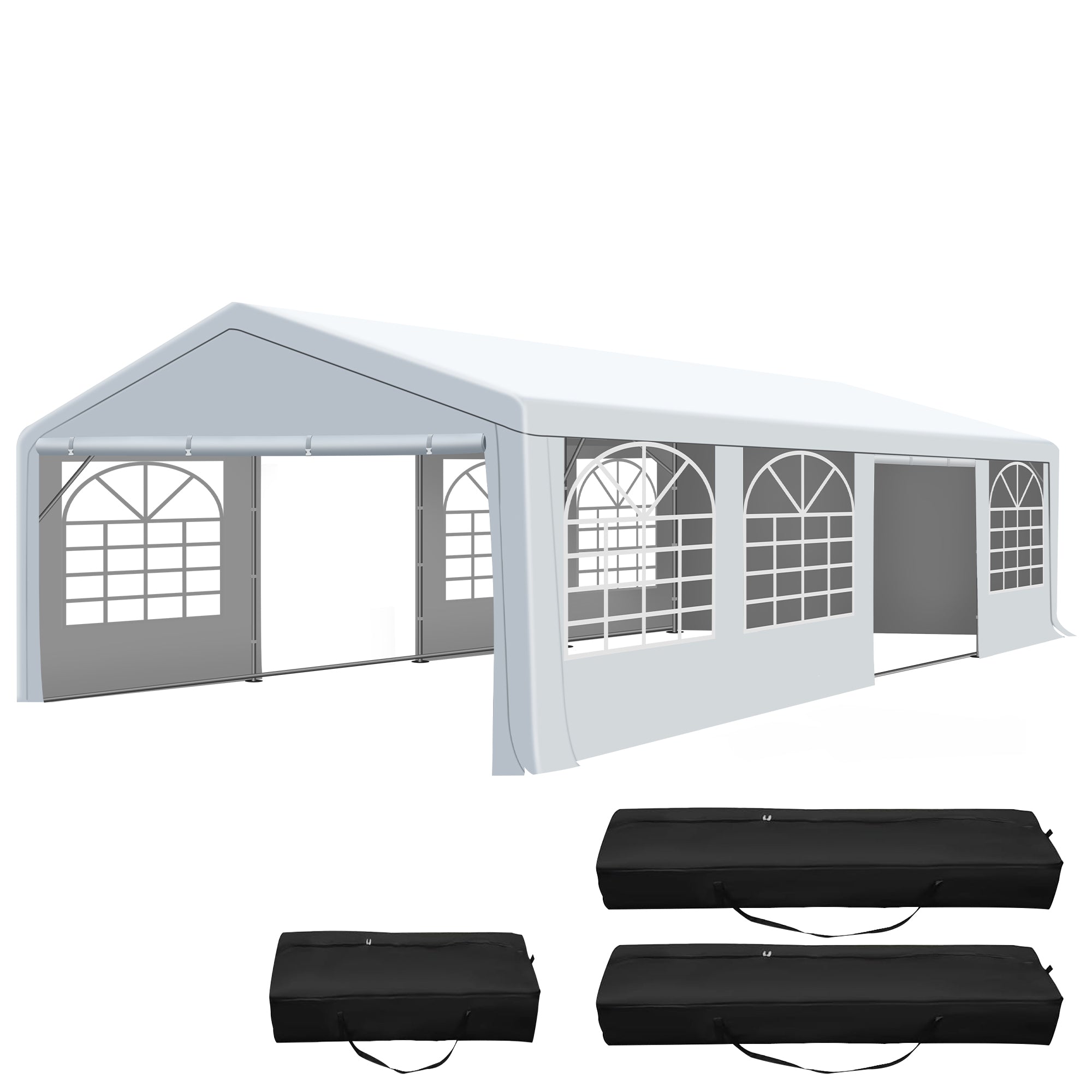COVERONICS Heavy Duty Outdoor Canopy Tent with Roll-Up Sidewalls & Sandbags – Waterproof Event Shelter for Weddings, Parties & Carports