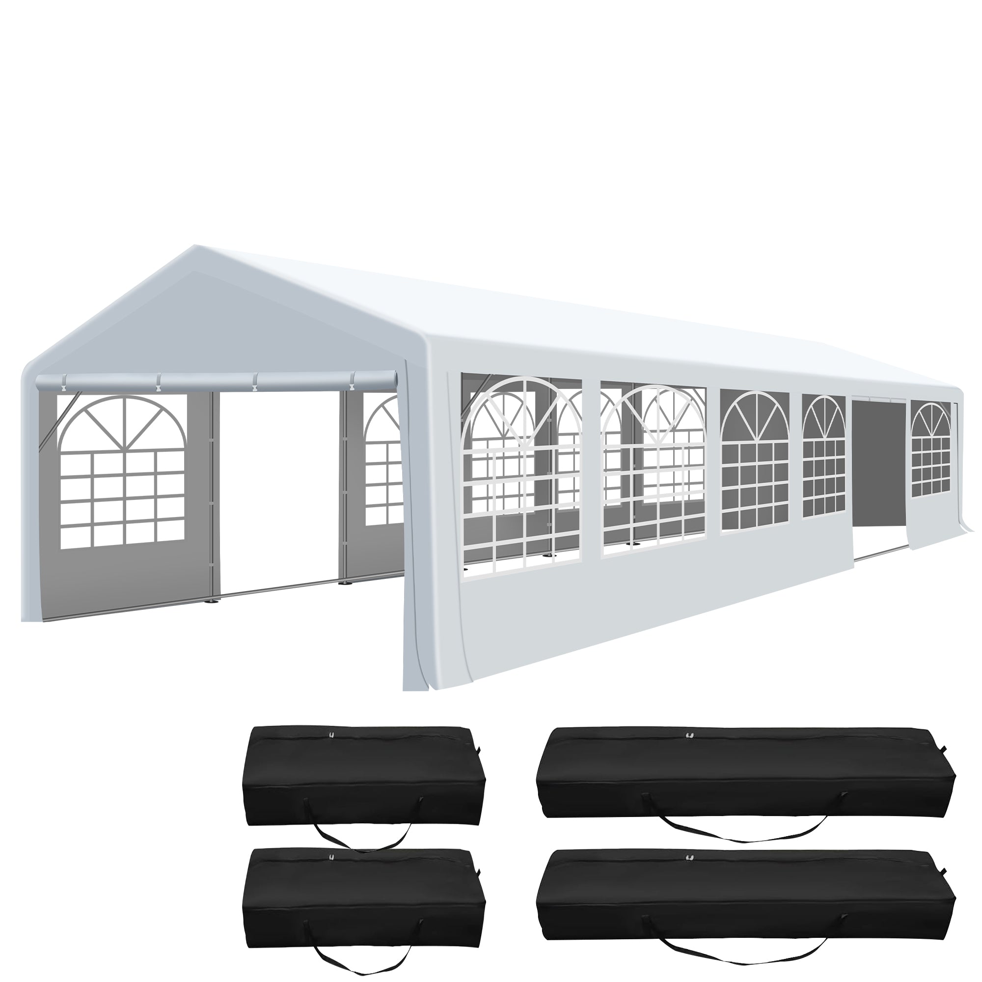 COVERONICS Heavy Duty Outdoor Canopy Tent with Roll-Up Sidewalls & Sandbags – Waterproof Event Shelter for Weddings, Parties & Carports