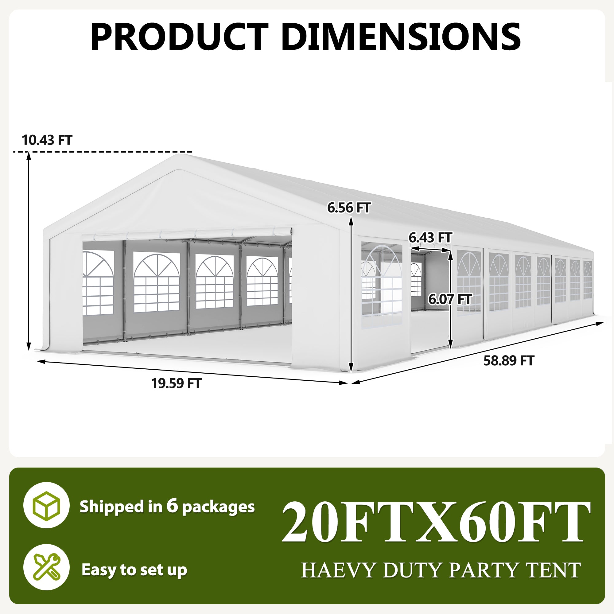 20×60 ft Heavy Duty Outdoor Party Tent