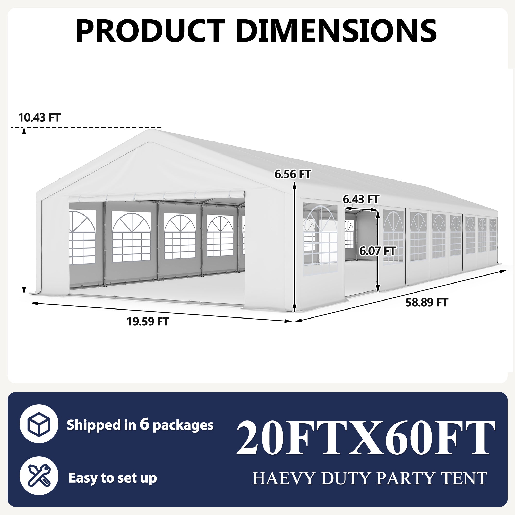 20×60 ft Heavy Duty Outdoor Party Tent