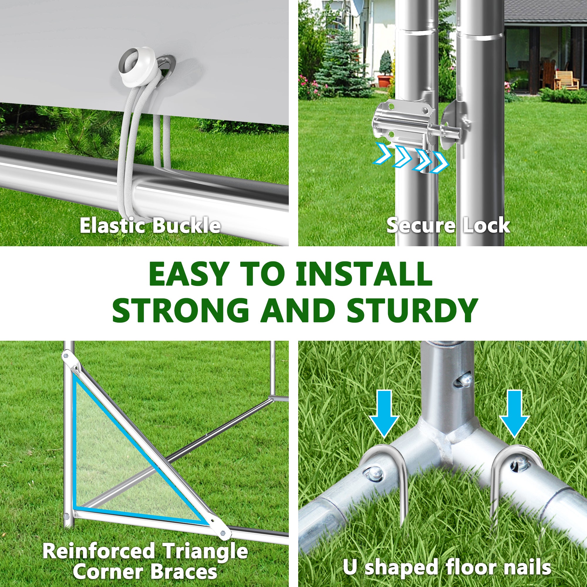 6.5×6.5×9 ft Metal Chicken Coop Run  (1 Unit Dome Roof)